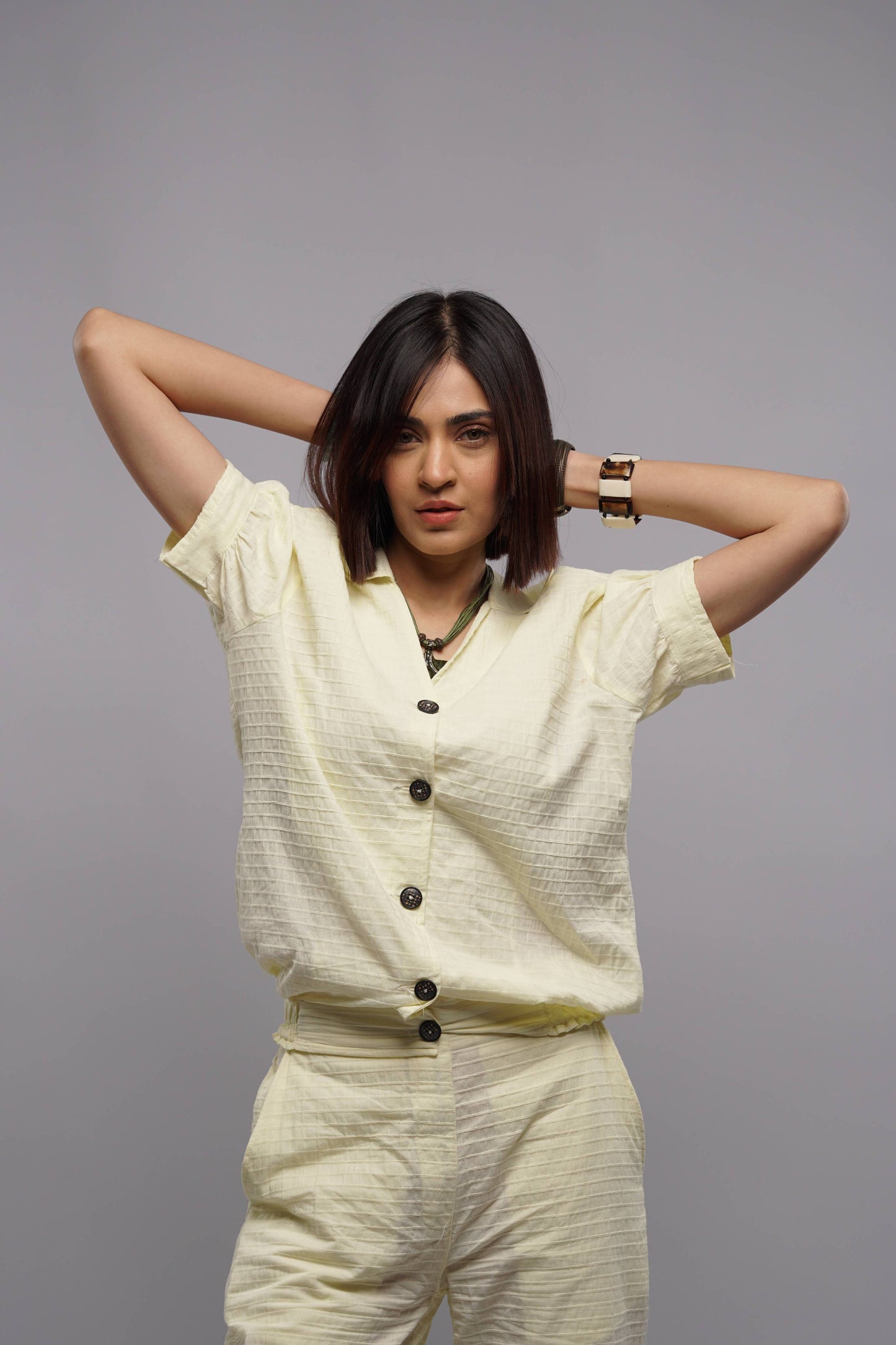 Classic Essence Light Beige Casual Set | Shirt & Trouser