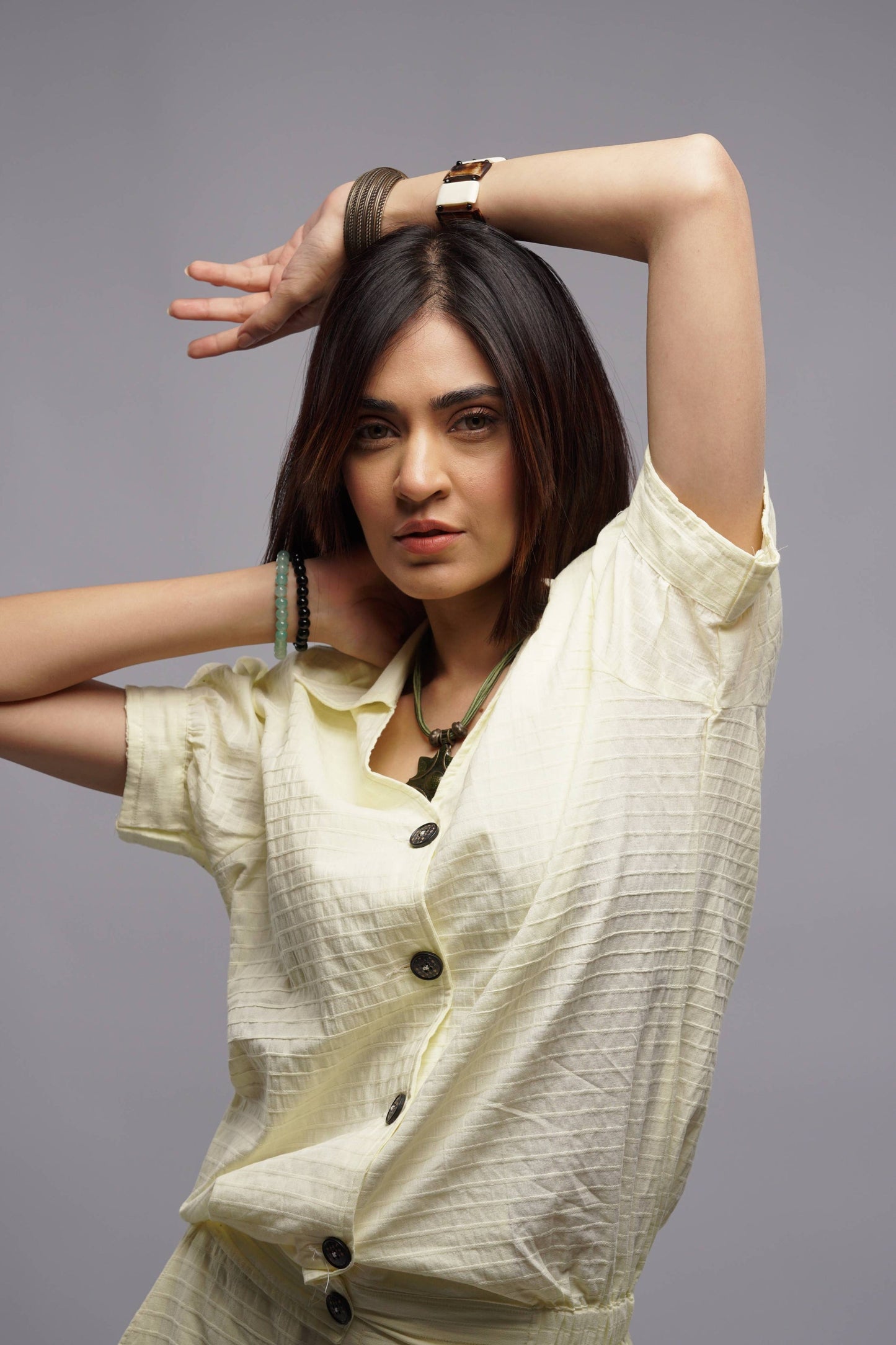 Classic Essence Light Beige Casual Set | Shirt & Trouser