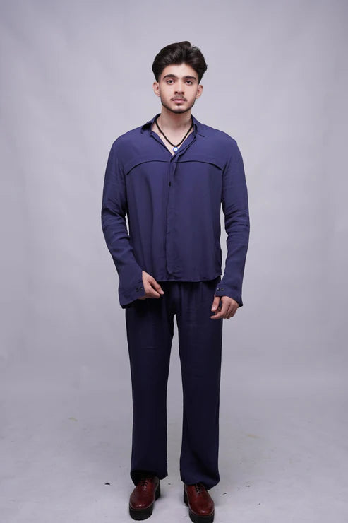Classic Essence Violet Coord Set | Shirt & Trouser