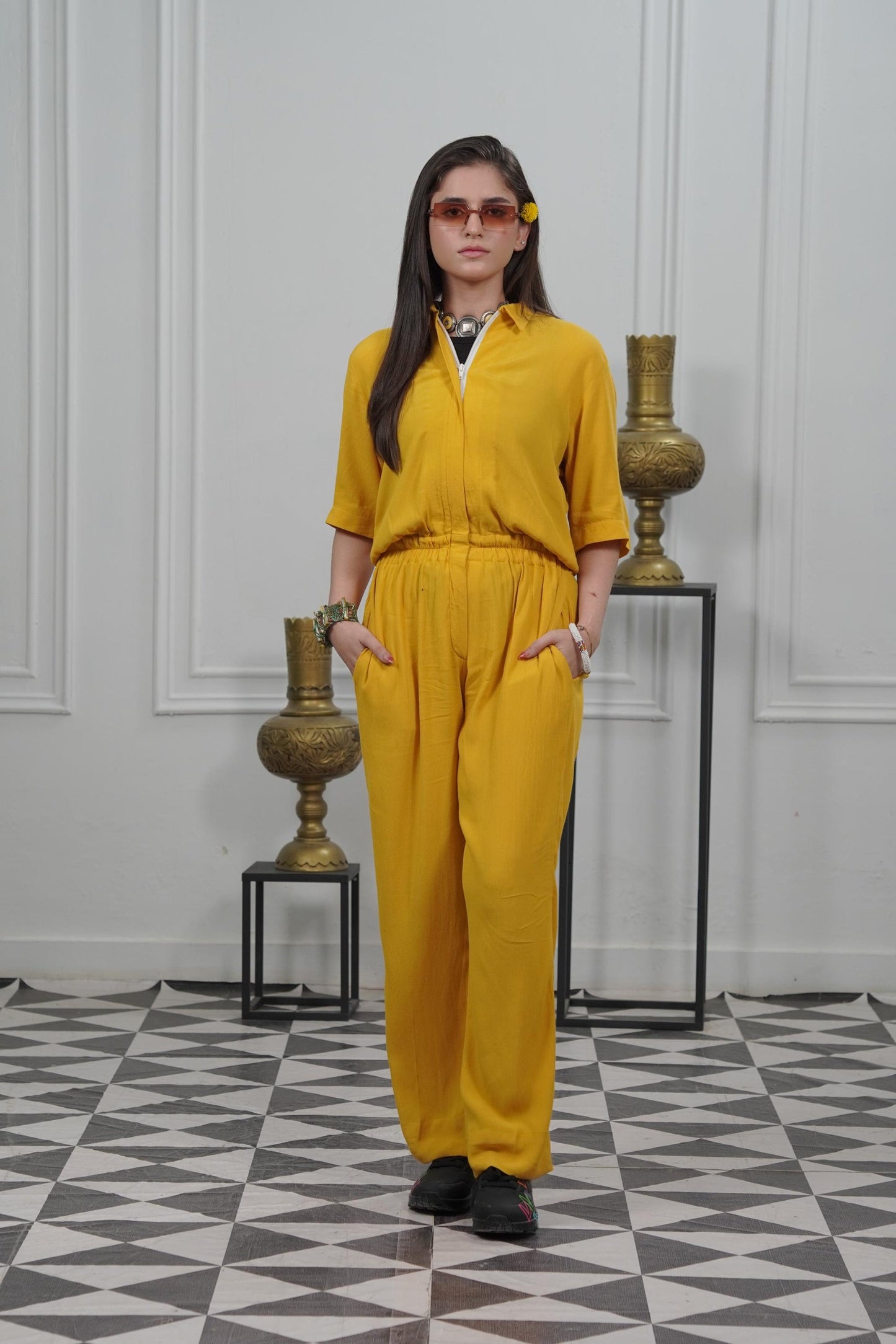Classic Essence Yellow Casual Set | Shirt & Trouser