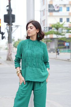 Classic Essence Sea Green Casual Set | Shirt & Trouser