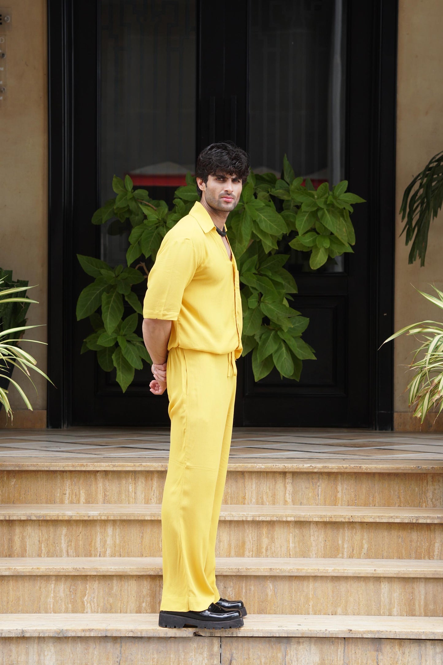Classic Essence Yellow Coord Set | Shirt & Trouser