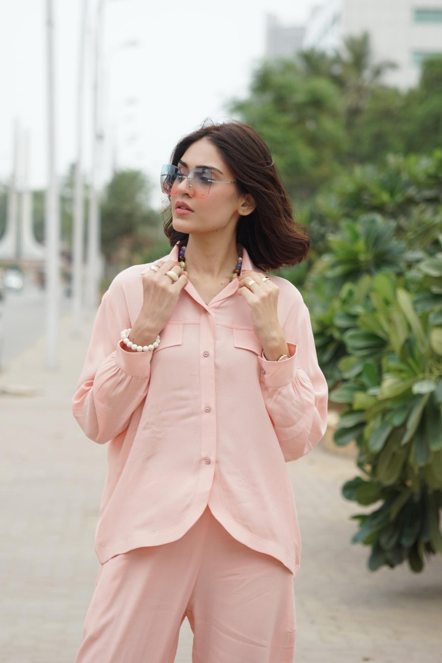 Classic Essence Light Pink Casual Set | Shirt & Trouser