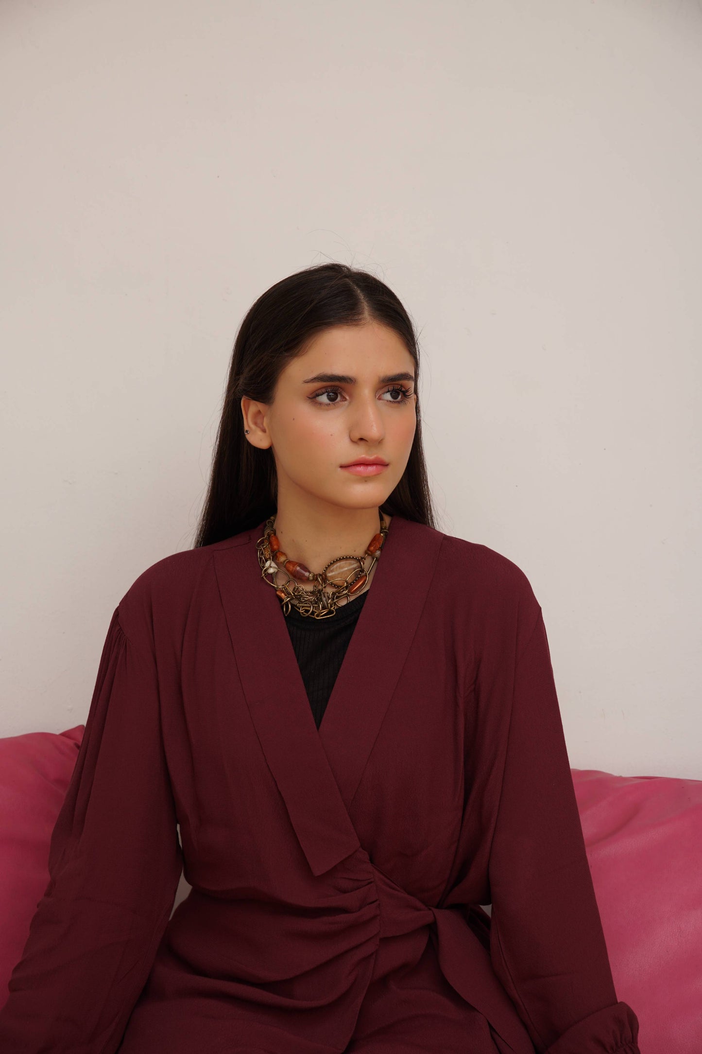 Classic Essence Maroon Casual Set | Shirt & Trouser
