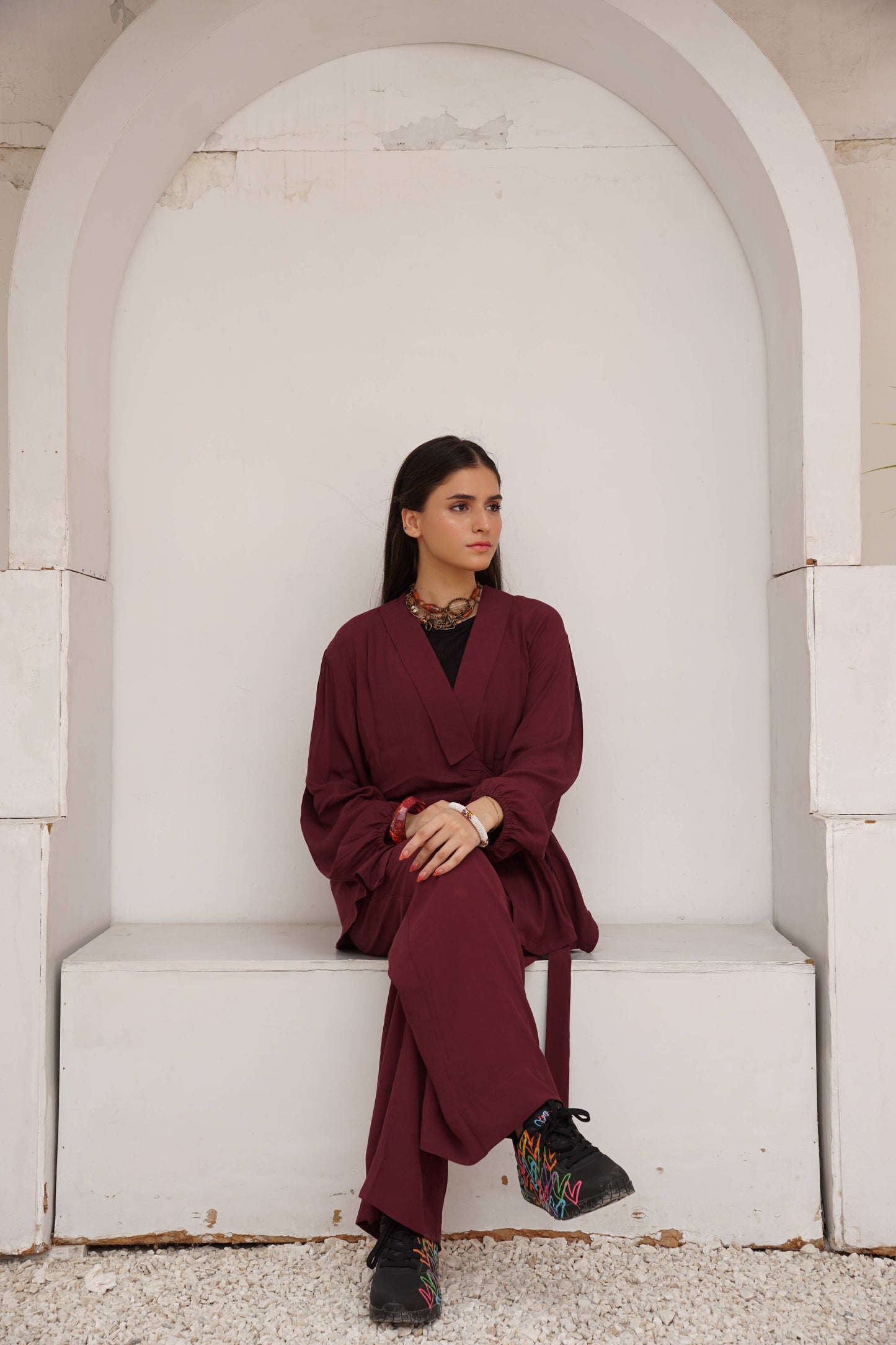 Classic Essence Maroon Casual Set | Shirt & Trouser