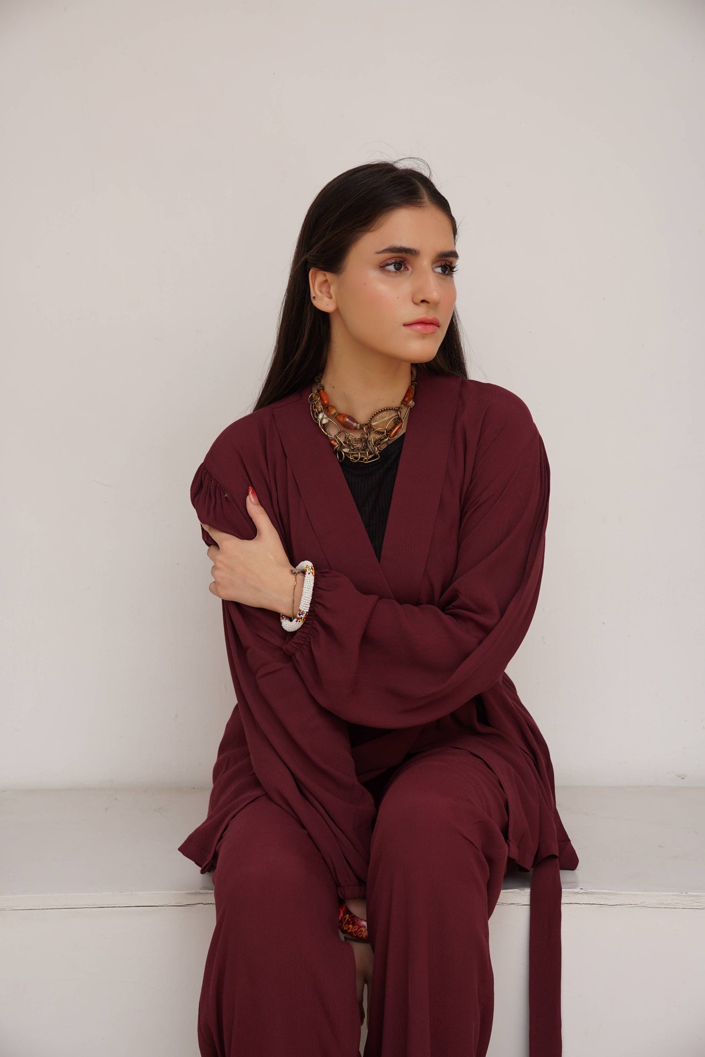 Classic Essence Maroon Casual Set | Shirt & Trouser