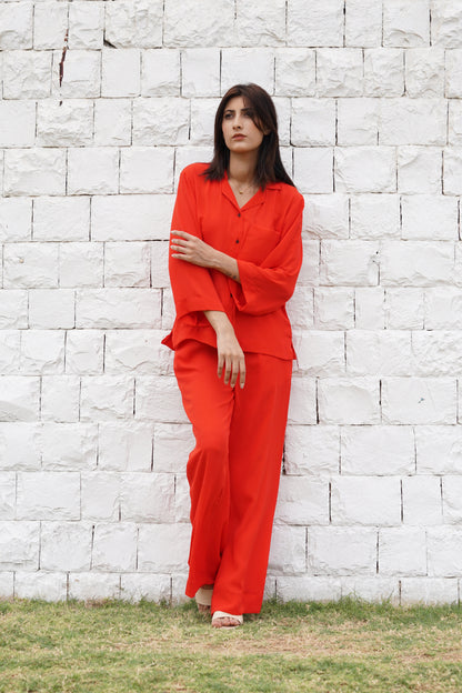 Classic Essence Orange Casual Set | Shirt & Trouser