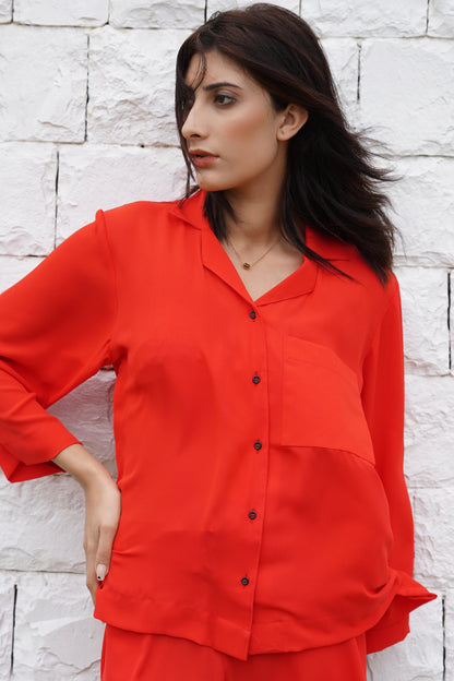 Classic Essence Orange Casual Set | Shirt & Trouser