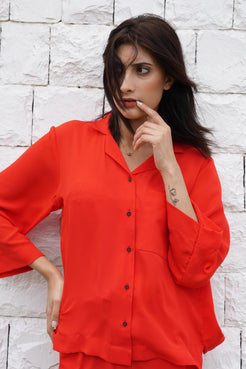 Classic Essence Orange Casual Set | Shirt & Trouser