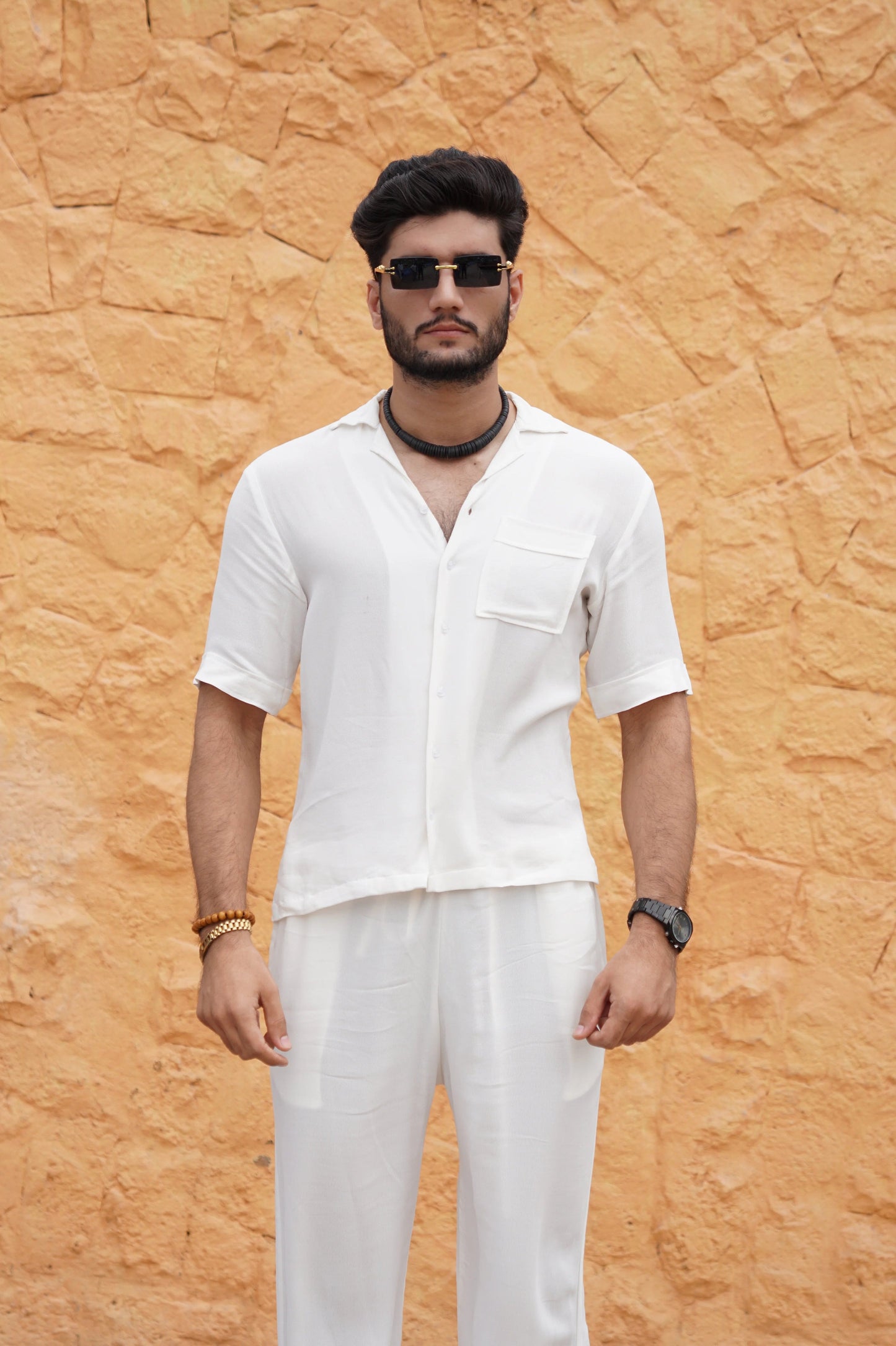 Classic Essence White Coord Set | Shirt & Trouser