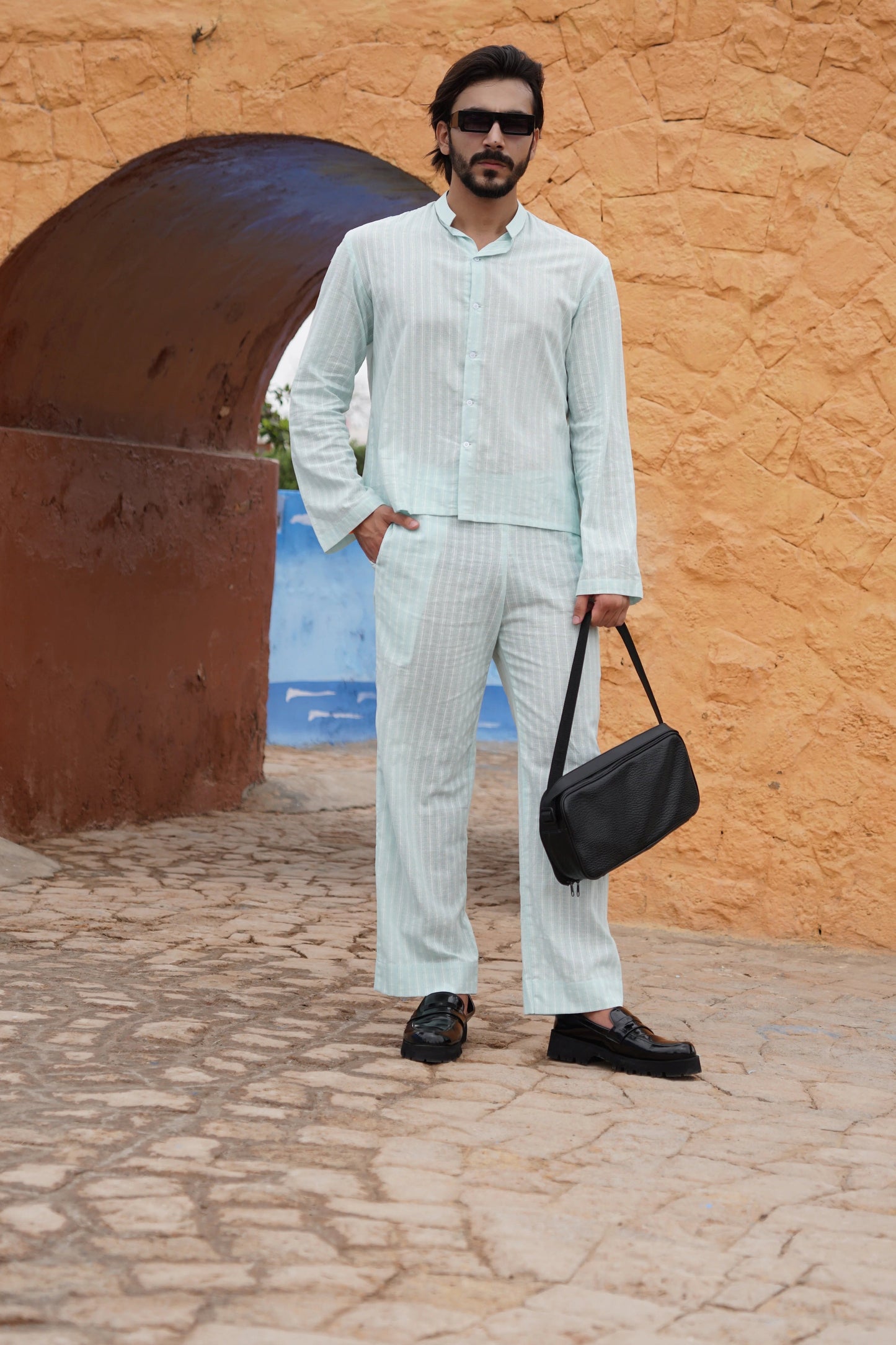 Classic Essence Light Green Coord Set | Shirt & Trouser
