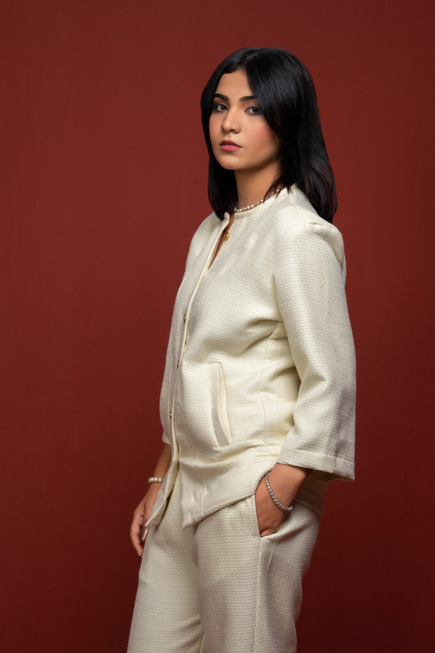 Classic Essence Off-white Casual Set | Shirt & Trouser
