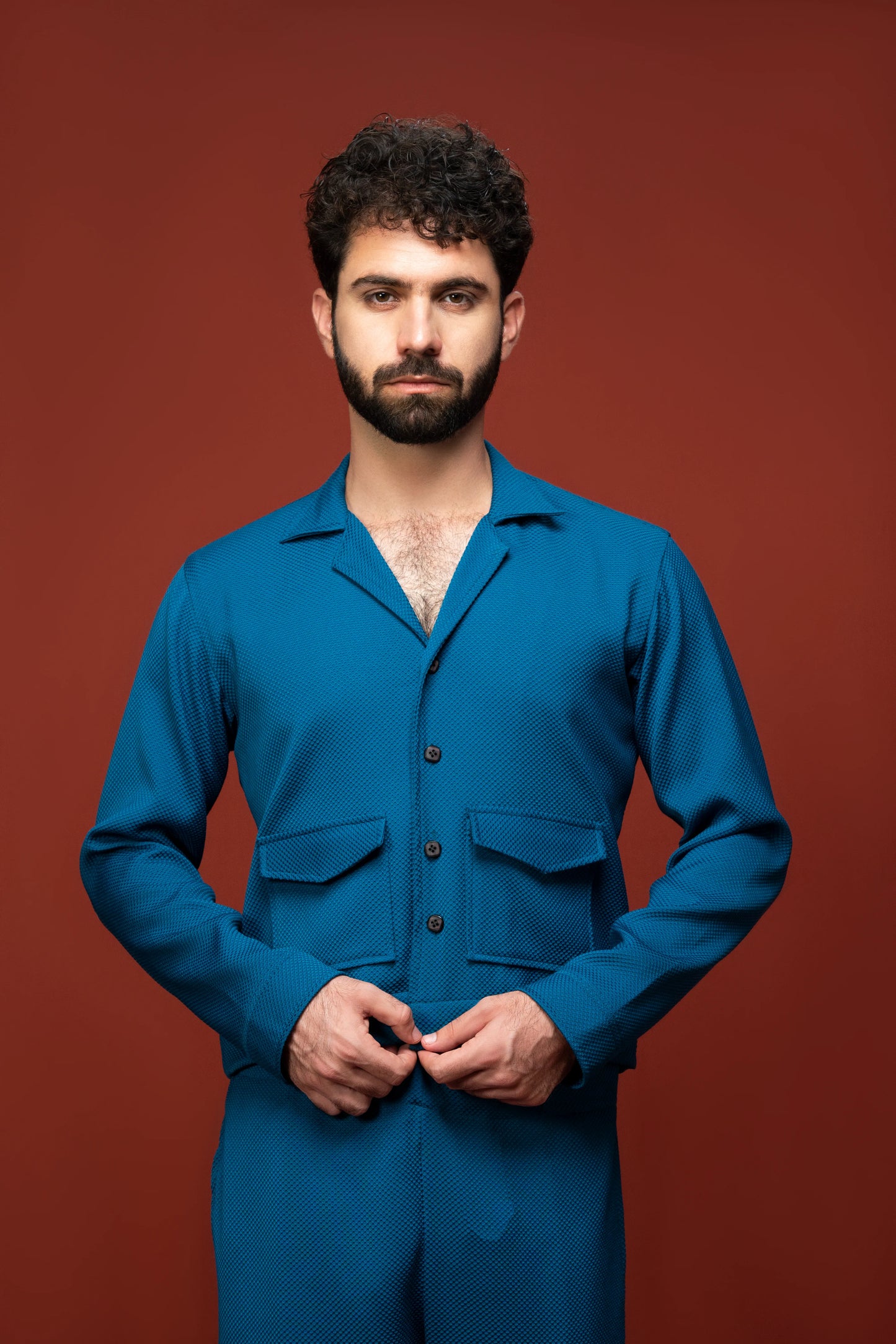 Classic Essence Blue Coord Set | Shirt & Trouser