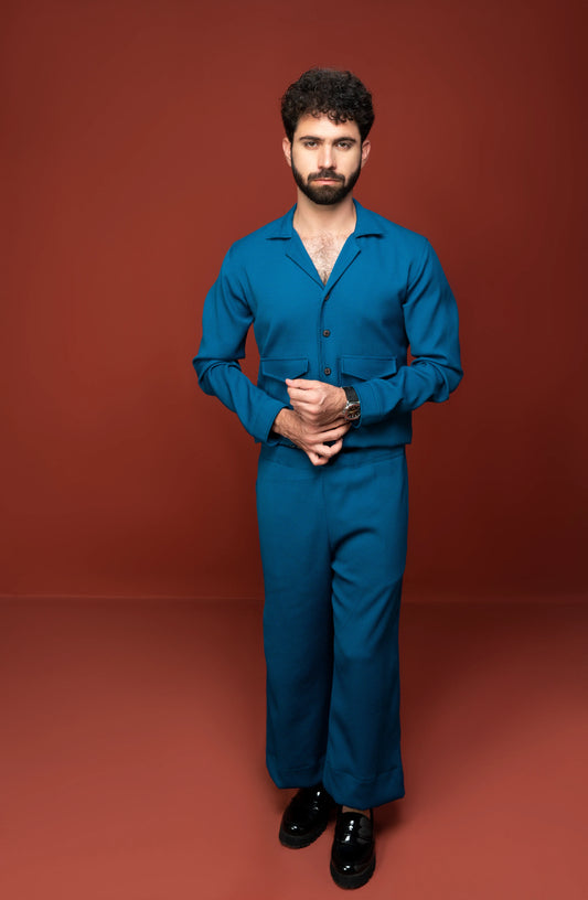 Classic Essence Blue Coord Set | Shirt & Trouser