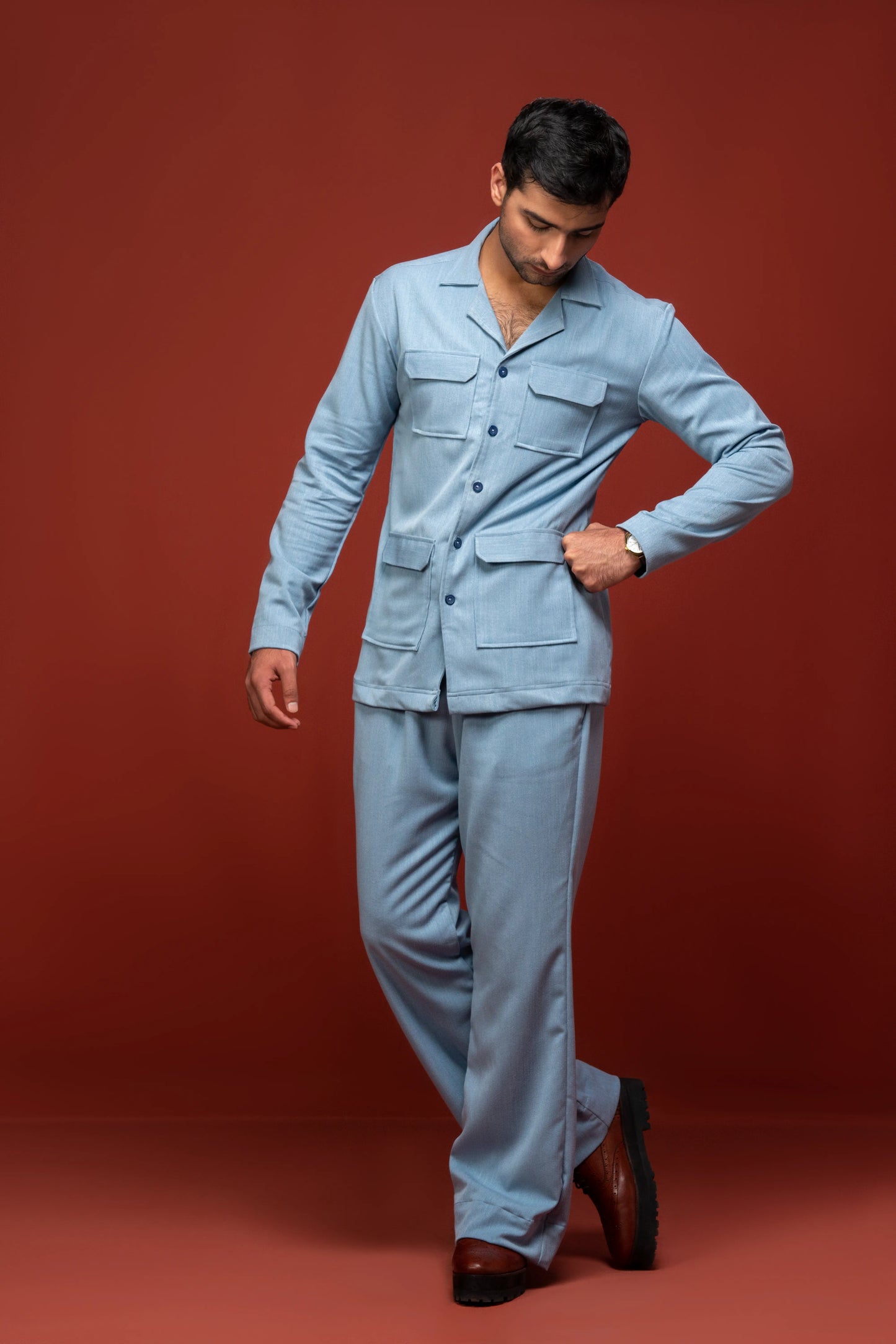 Classic Essence Frost Coord Set | Shirt & Trouser