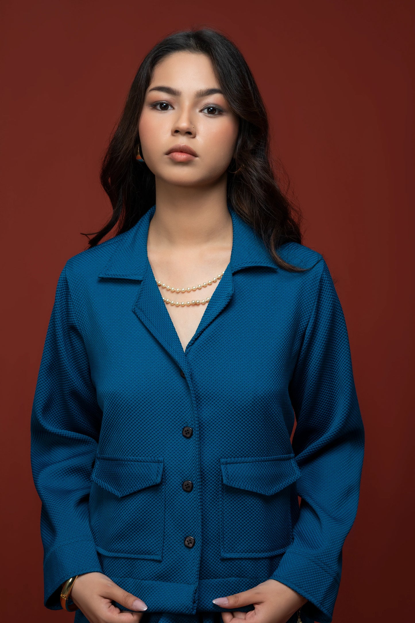 Classic Essence Blue Casual Set | Shirt & Trouser