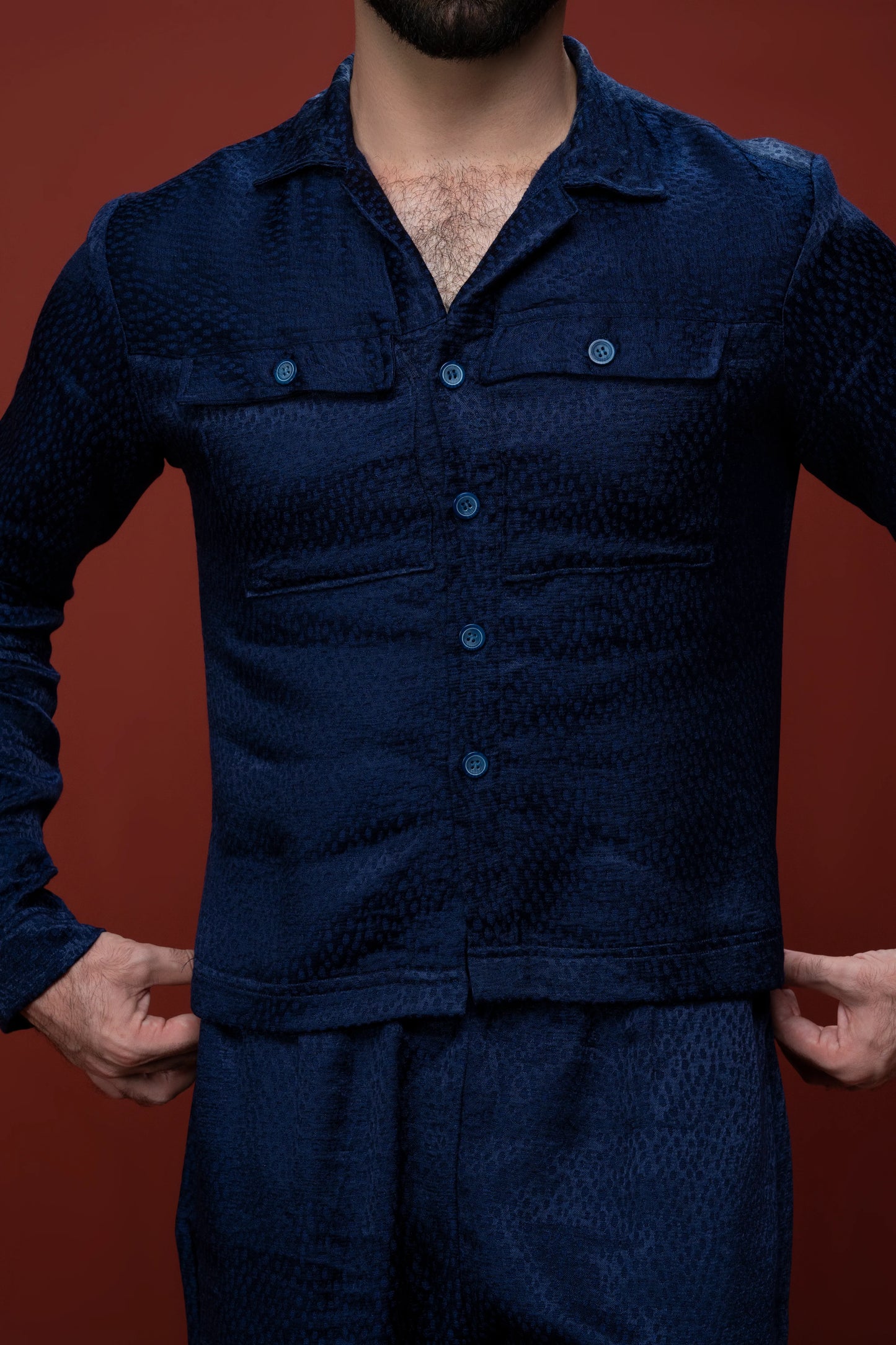 Classic Essence Navy Coord Set | Shirt & Trouser