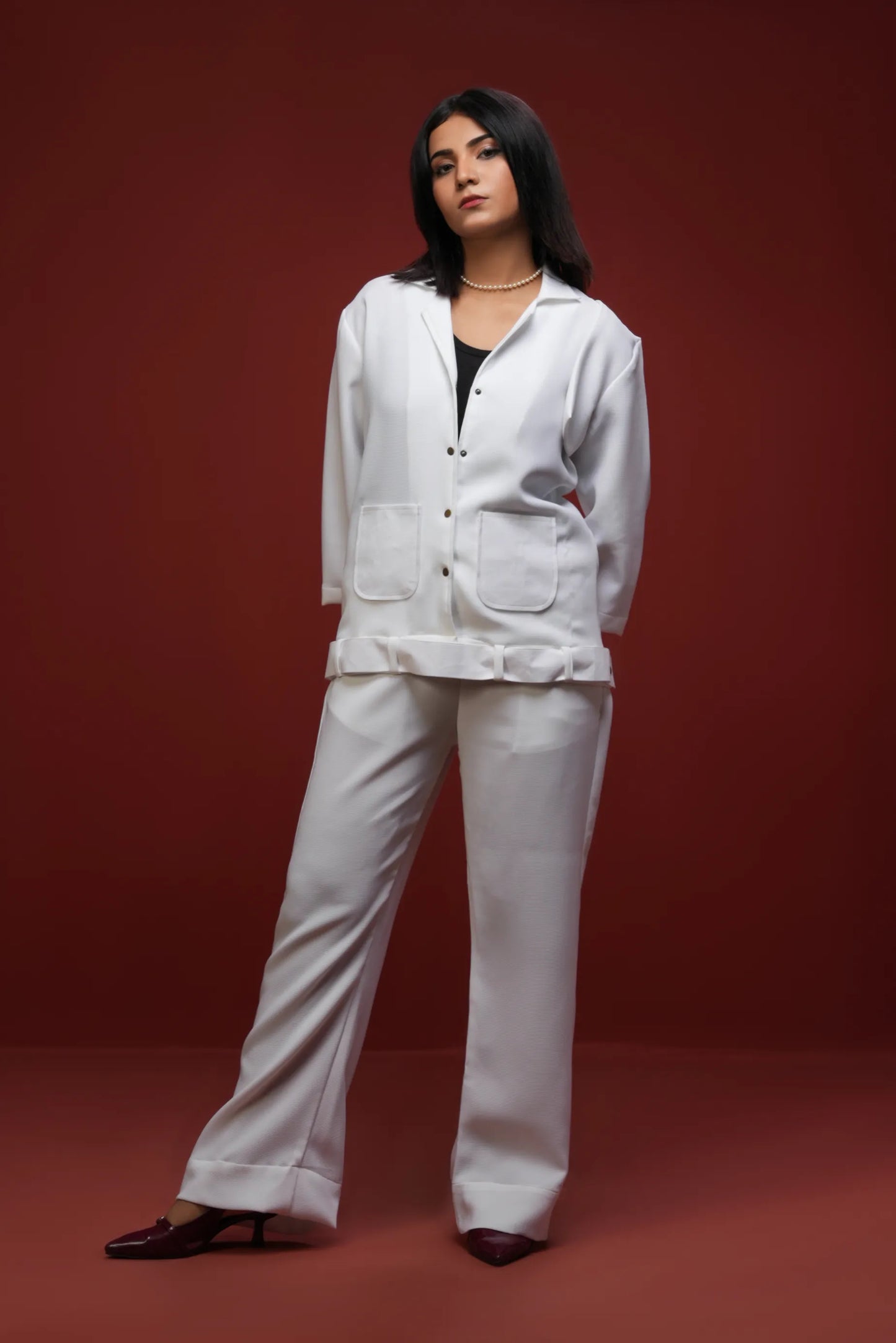 Classic Essence White Casual Set | Shirt & Trouser