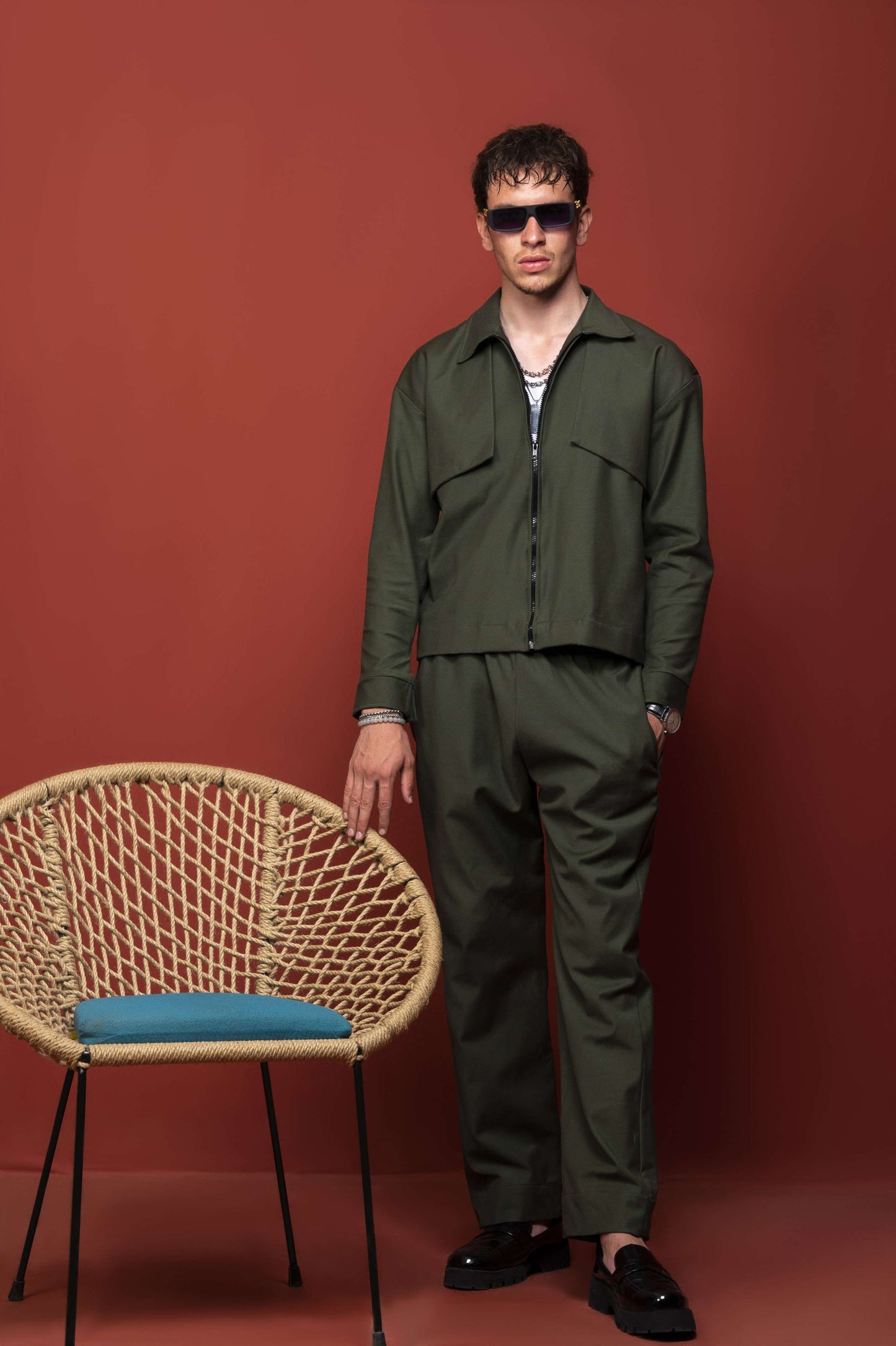 Classic Essence Olive Coord Set | Shirt & Trouser