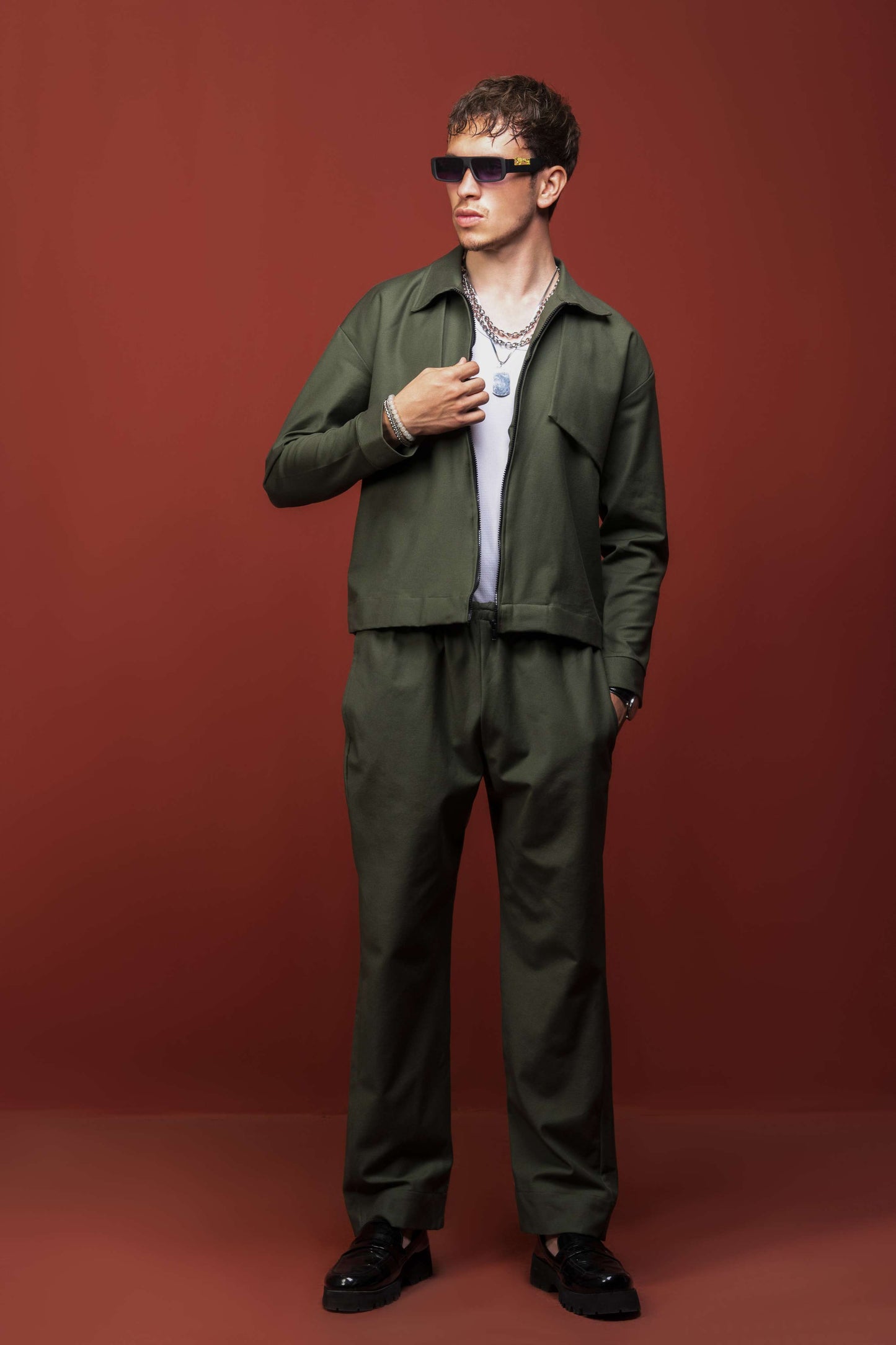 Classic Essence Olive Coord Set | Shirt & Trouser