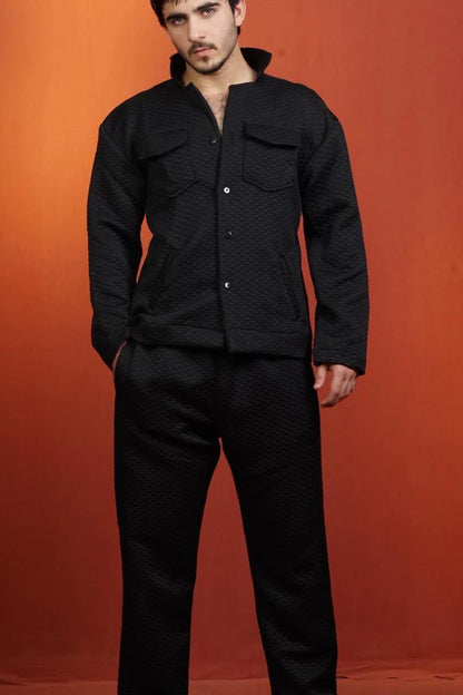 Classic Essence Dot Black Coord Set | Shirt & Trouser