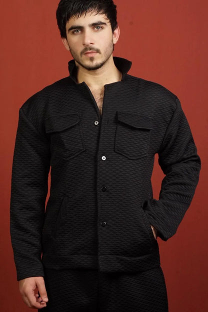 Classic Essence Dot Black Coord Set | Shirt & Trouser