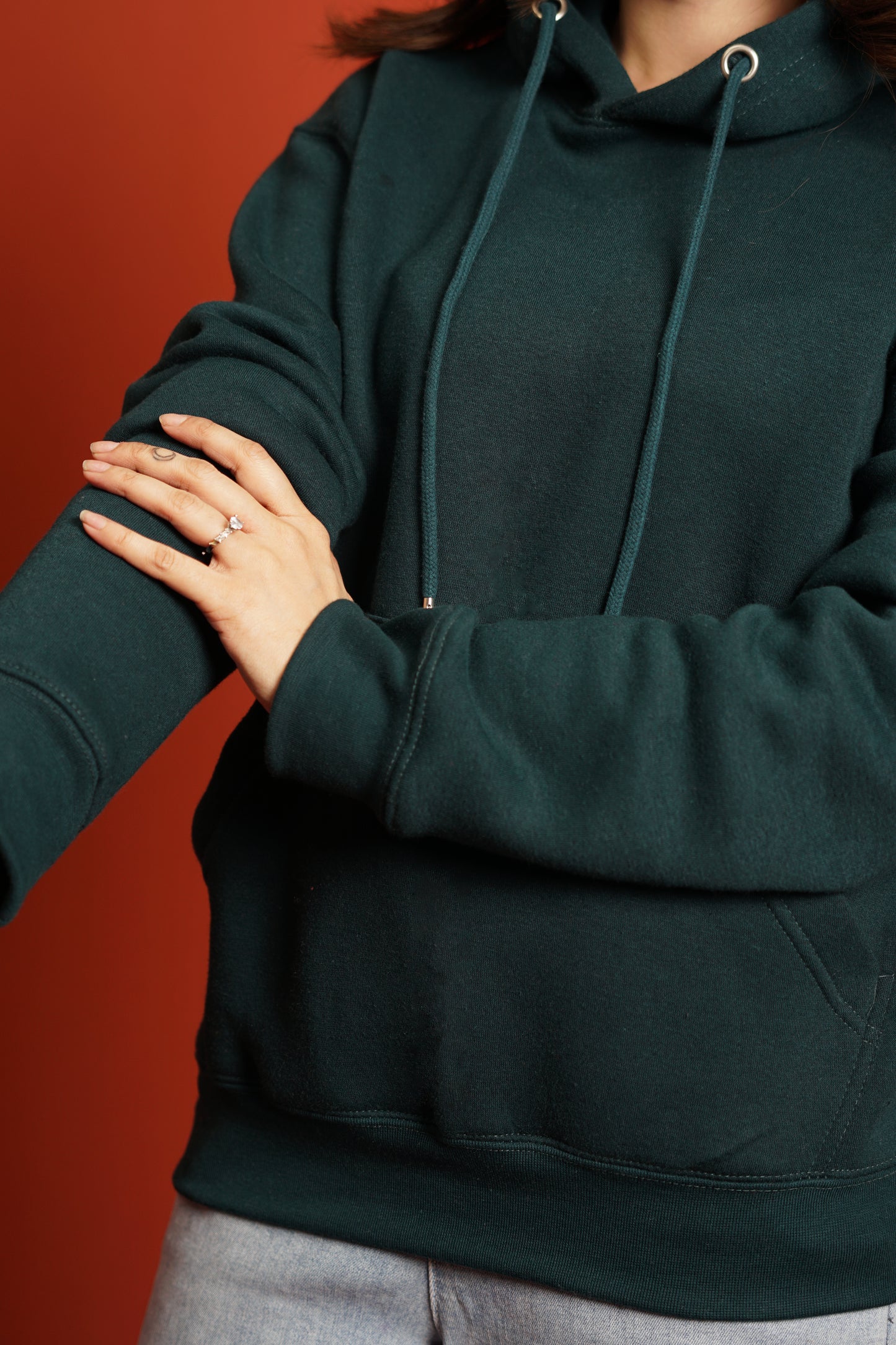 Hoodies Regular Fit Olive Green Women