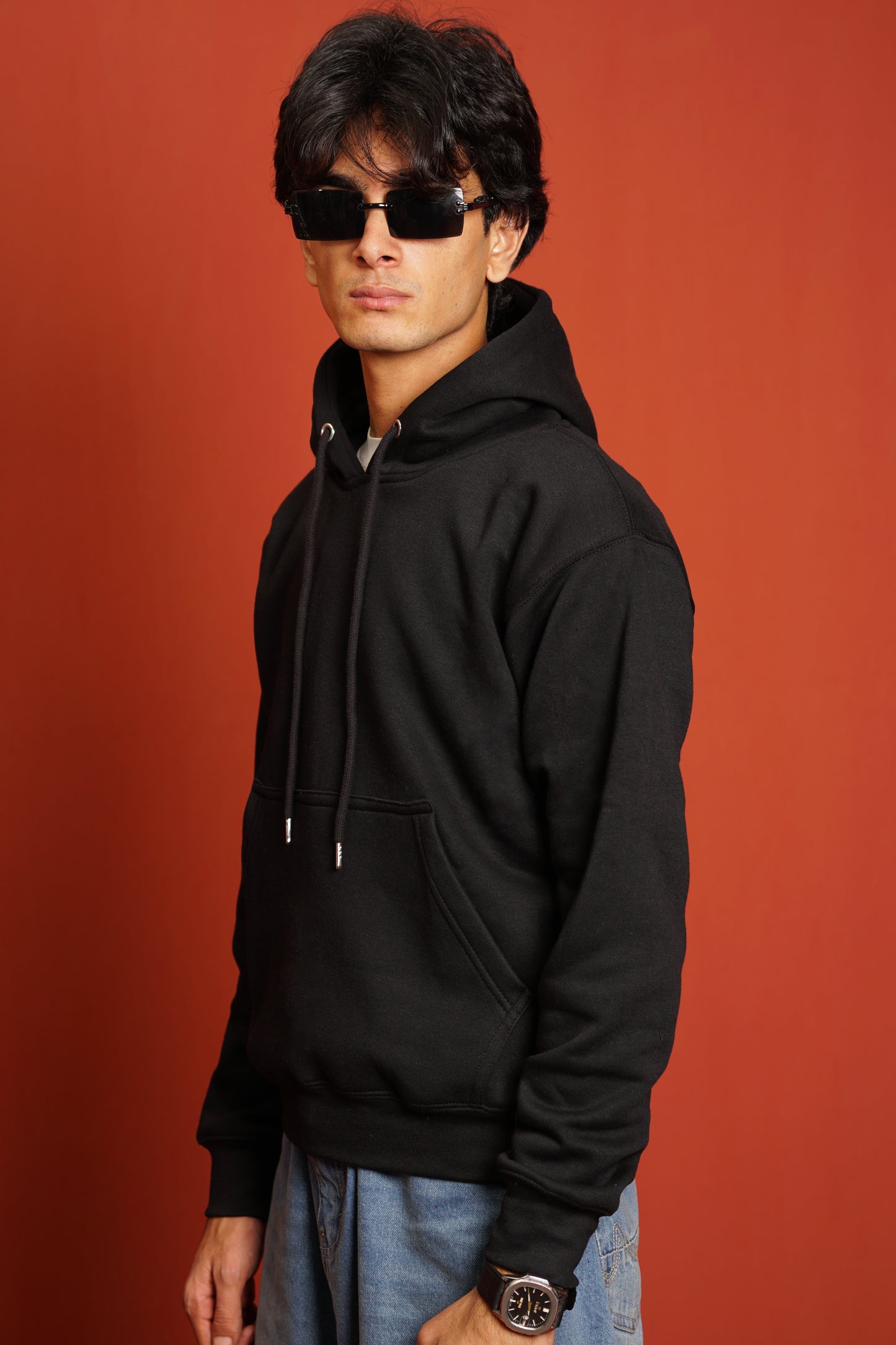 Hoodies Drop Shoulder Black Men