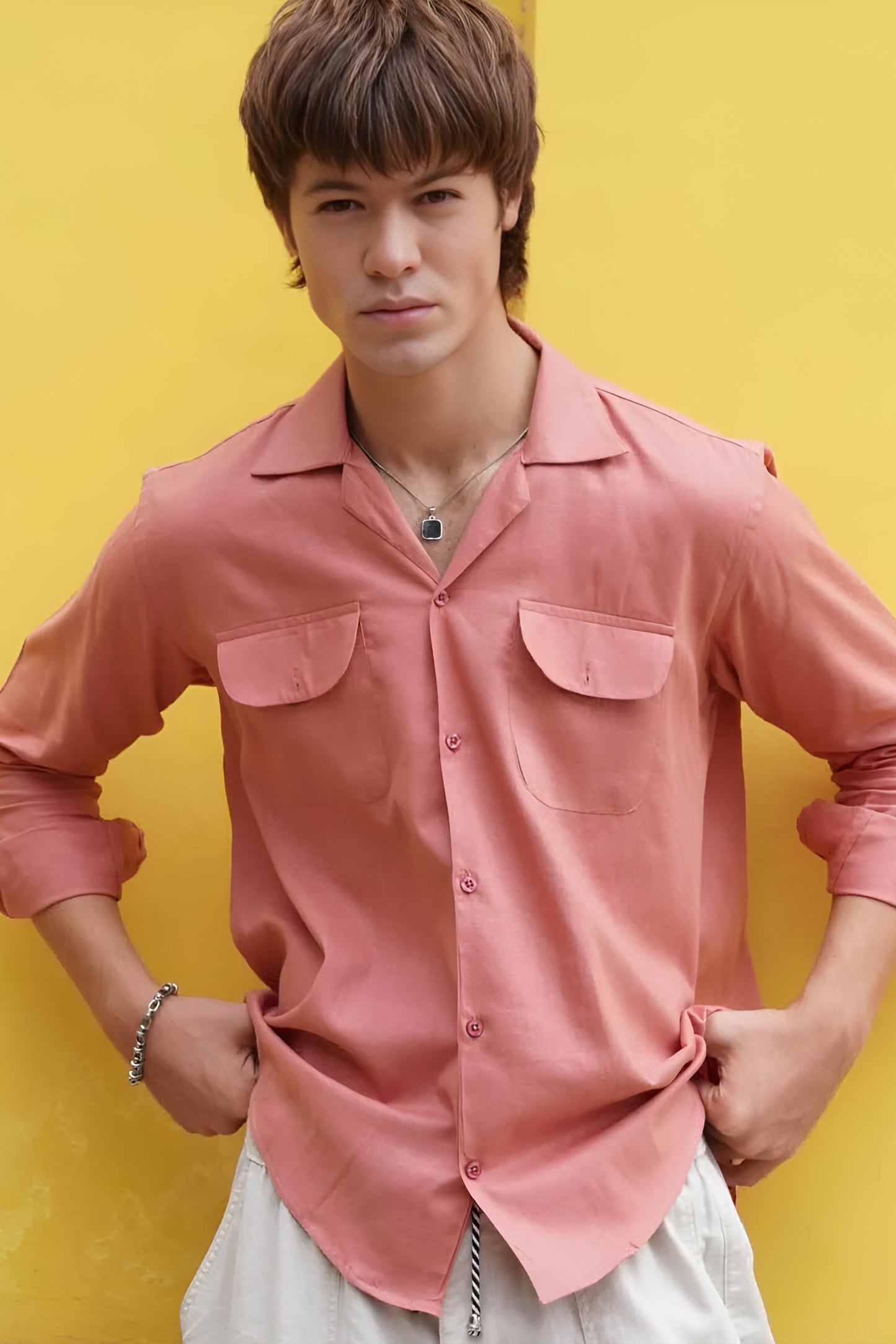 Button Down Shirt - Pink Peach