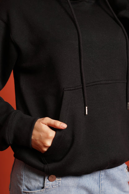 Hoodies Drop Shoulder Black Women