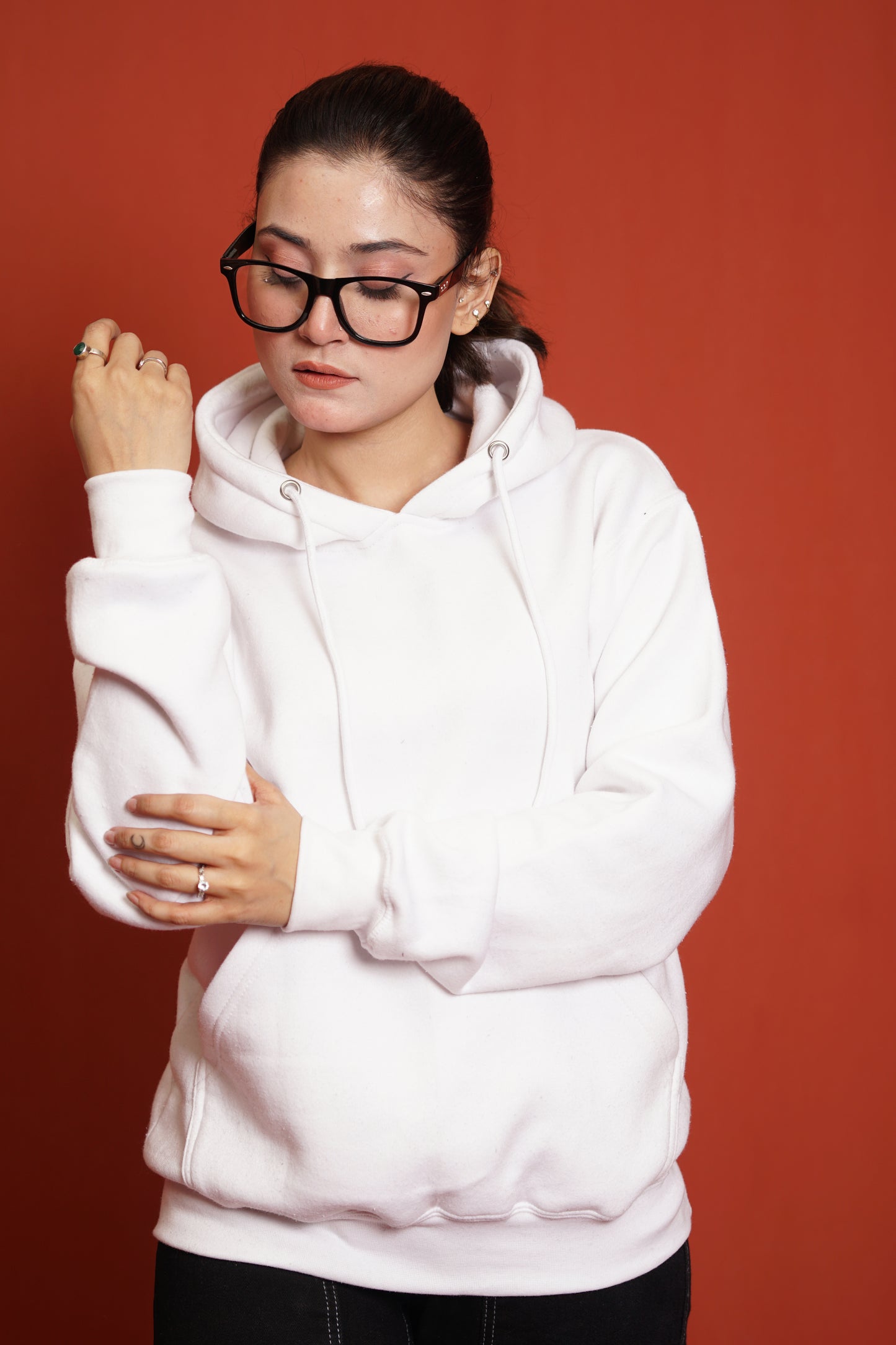 Hoodies Drop Shoulder White Women