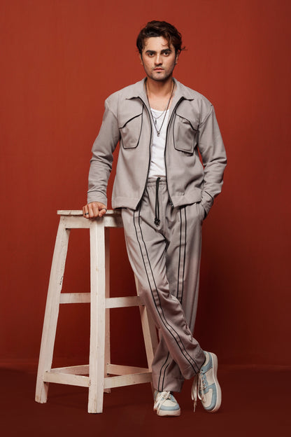 Classic Essence Gray Zipper Set | Winter Coordsets Men