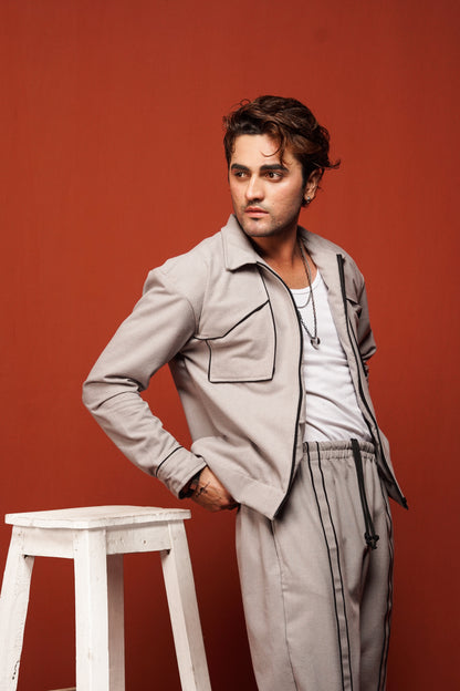 Classic Essence Gray Zipper Set | Winter Coordsets Men