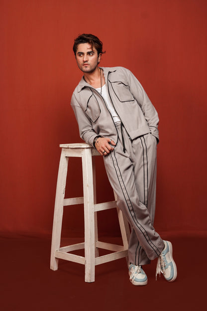 Classic Essence Gray Zipper Set | Winter Coordsets Men