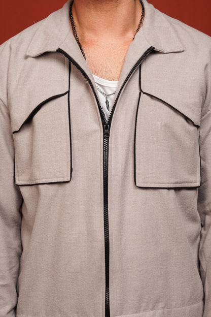 Classic Essence Gray Zipper Set | Winter Coordsets Men