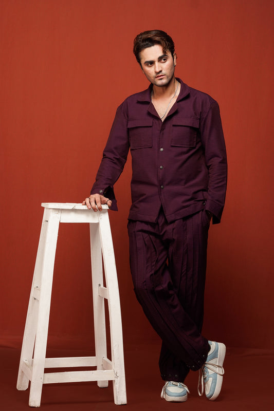 Classic Essence Maroon Coord Set | Shirt & Trouser