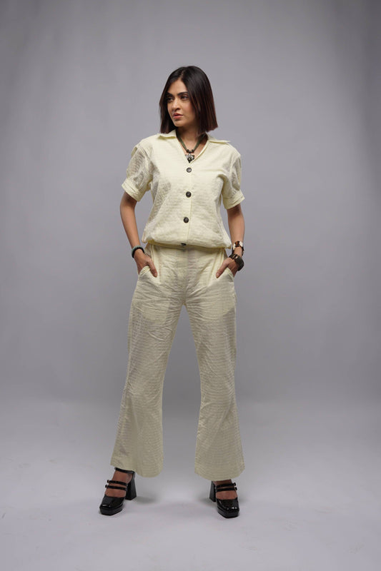 Classic Essence Light Beige Casual Set | Shirt & Trouser