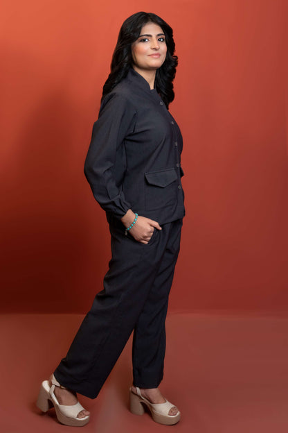 Classic Essence Black Casual Set | Shirt & Trouser