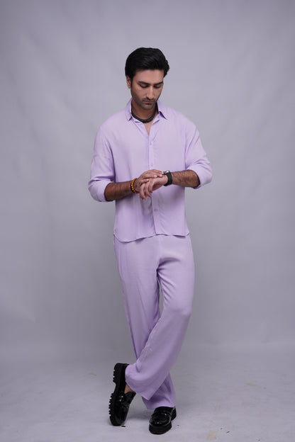 Classic Essence Light Purple Coord Set | Shirt & Trouser
