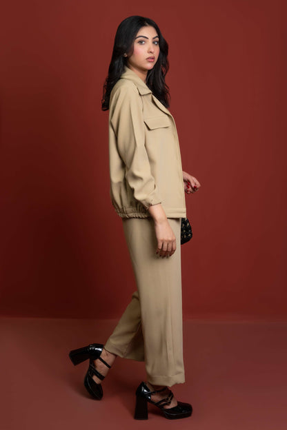 Classic Essence Light Mustard Casual Set | Shirt & Trouser