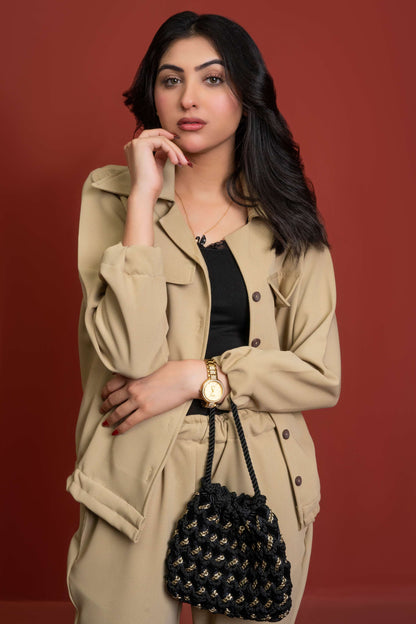 Classic Essence Light Mustard Casual Set | Shirt & Trouser