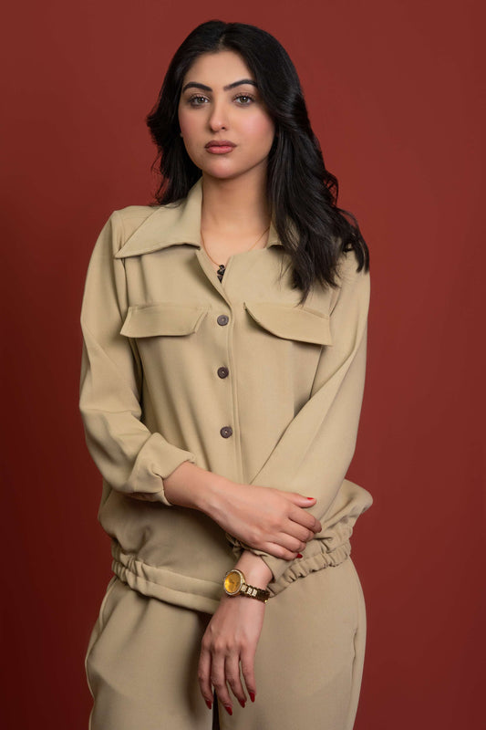 Classic Essence Light Mustard Casual Set | Shirt & Trouser