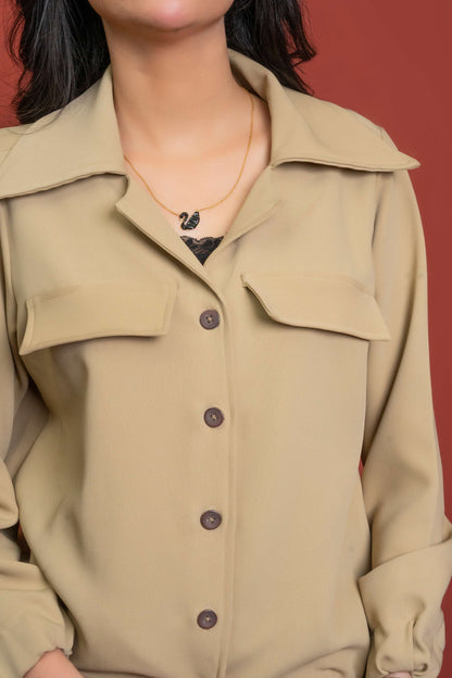 Classic Essence Light Mustard Casual Set | Shirt & Trouser