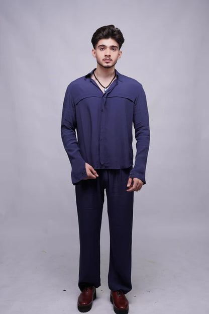 Classic Essence Violet Coord Set | Shirt & Trouser