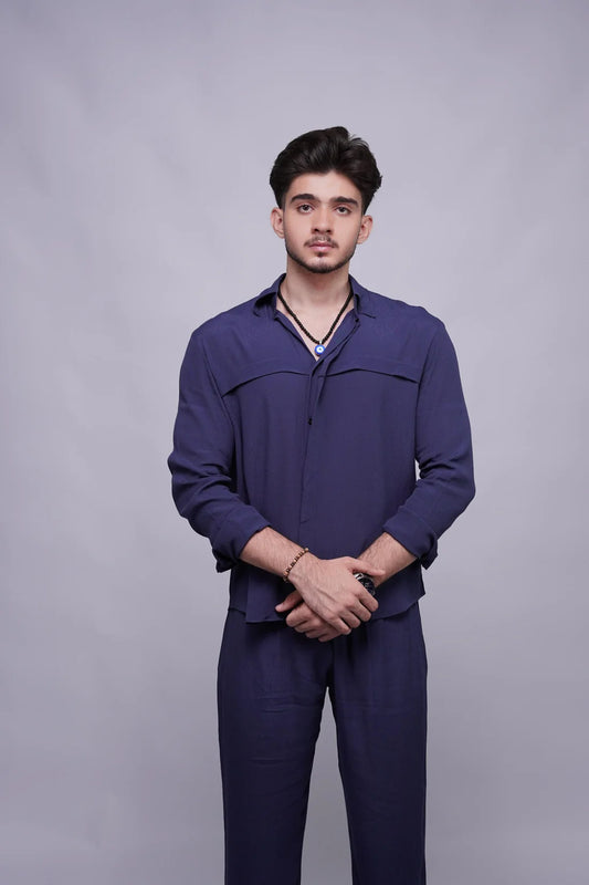 Classic Essence Violet Coord Set | Shirt & Trouser