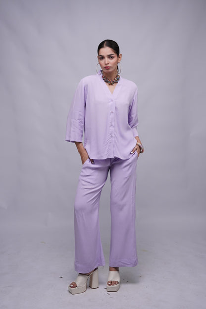 Classic Essence Light Violet Casual Set | Shirt & Trouser