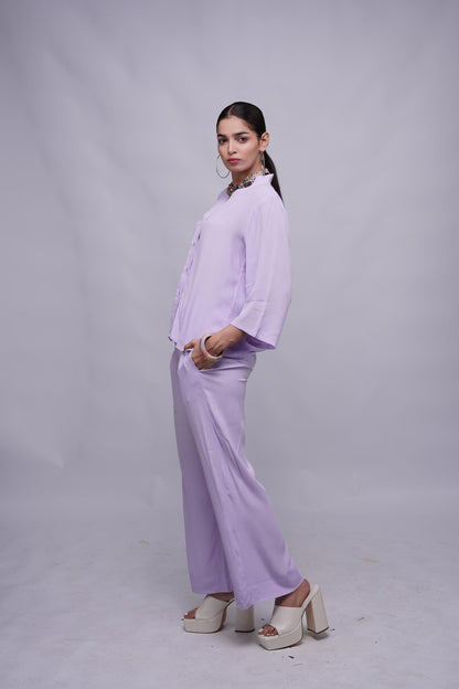 Classic Essence Light Violet Casual Set | Shirt & Trouser