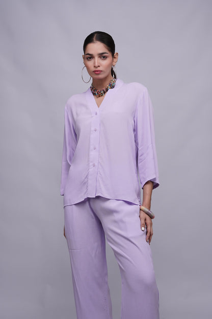 Classic Essence Light Violet Casual Set | Shirt & Trouser