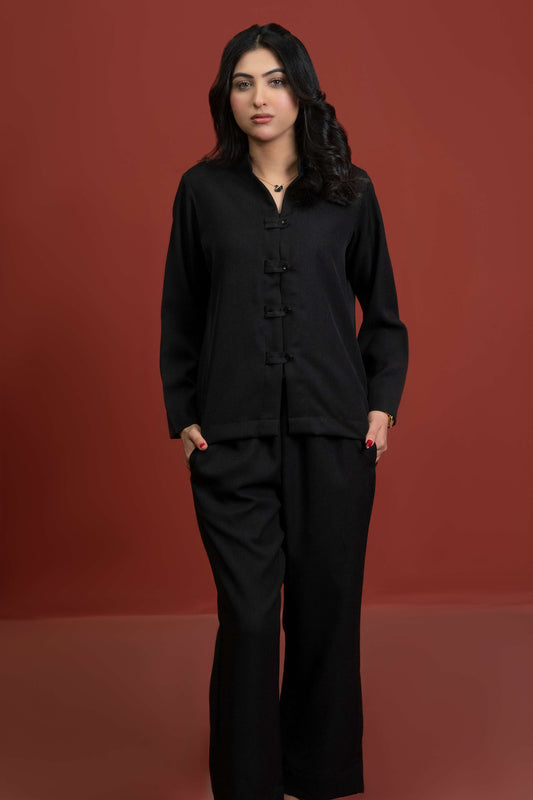 Classic Essence Black Casual Set | Shirt & Trouser