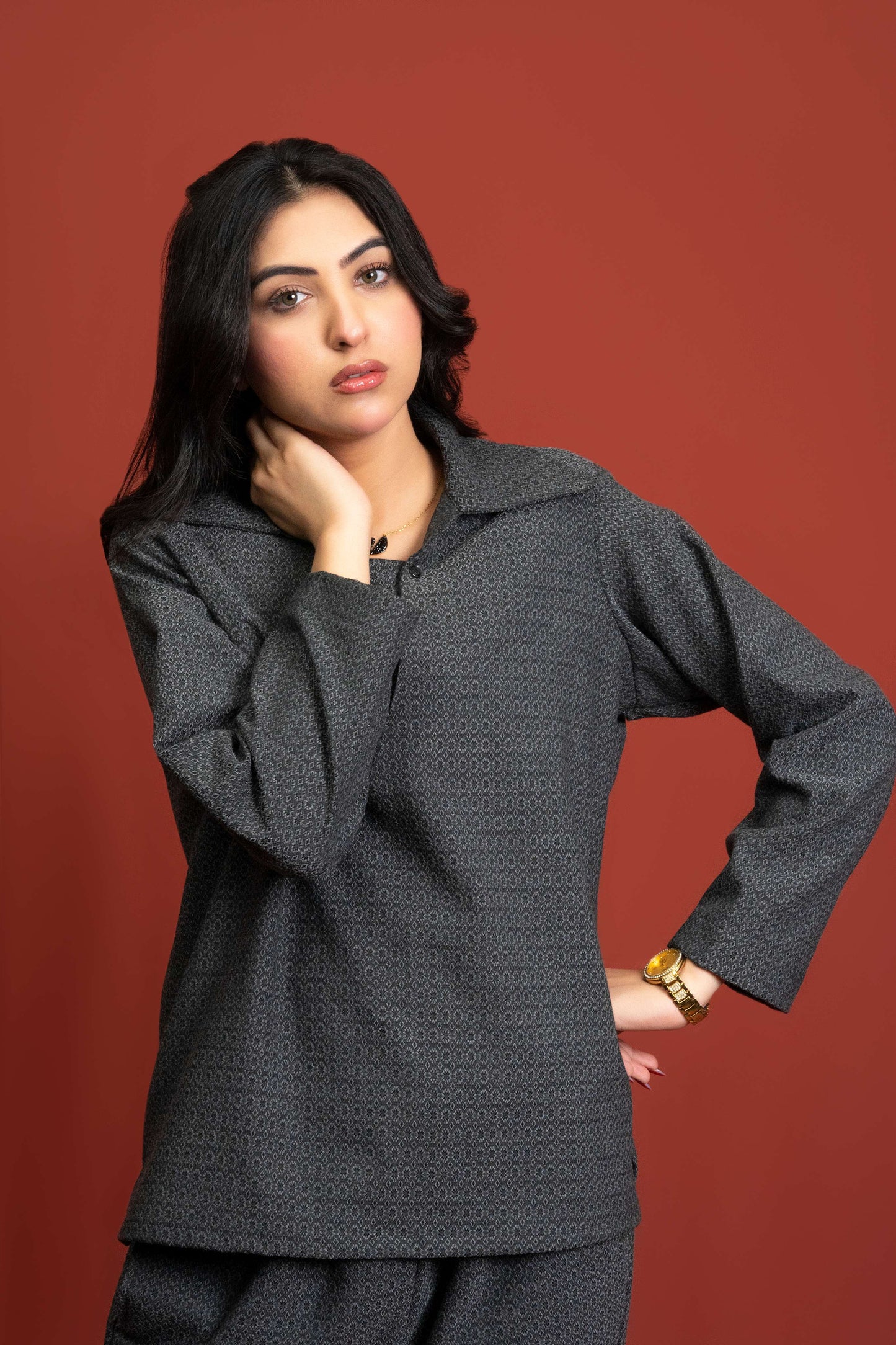 Classic Essence Charcoal Casual Set | Shirt & Trouser